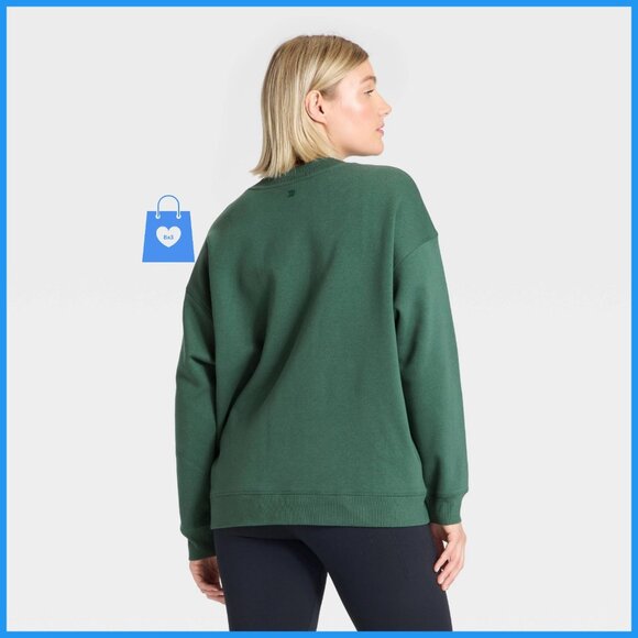 Large - Womens Active Comfort Oversized Sweatshirt - All In Motion - Dark Green - Picture 8 of 8